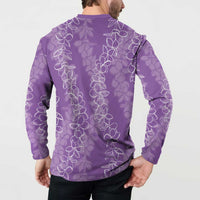Hawaii Plumeria Lei Button Sweatshirt Aloha Festive Vibe - Violet LT7 - Polynesian Pride