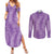 Hawaii Plumeria Lei Couples Matching Summer Maxi Dress and Long Sleeve Button Shirt Aloha Festive Vibe - Violet