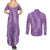 Hawaii Plumeria Lei Couples Matching Summer Maxi Dress and Long Sleeve Button Shirt Aloha Festive Vibe - Violet