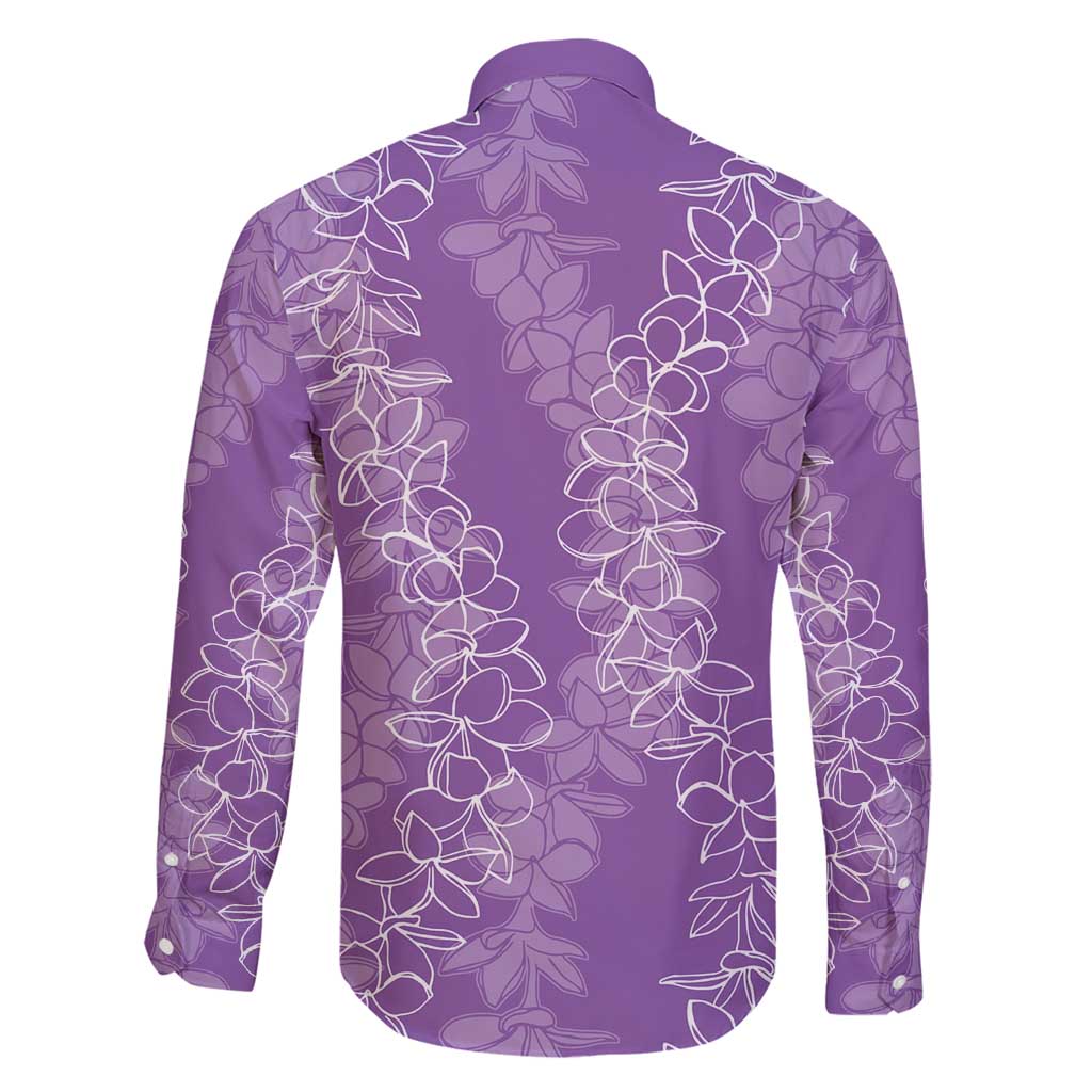 Hawaii Plumeria Lei Family Matching Long Sleeve Bodycon Dress and Hawaiian Shirt Aloha Festive Vibe - Violet