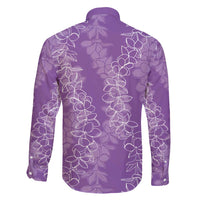Hawaii Plumeria Lei Family Matching Long Sleeve Bodycon Dress and Hawaiian Shirt Aloha Festive Vibe - Violet
