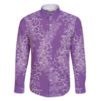 Hawaii Plumeria Lei Family Matching Short Sleeve Bodycon Dress and Hawaiian Shirt Aloha Festive Vibe - Violet