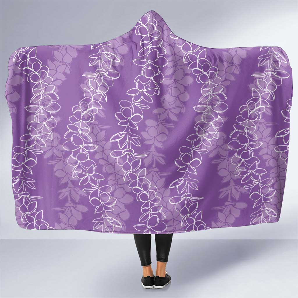 Hawaii Plumeria Lei Hooded Blanket Aloha Festive Vibe - Violet