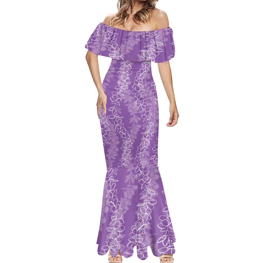 Hawaii Plumeria Lei Mermaid Dress Aloha Festive Vibe - Violet