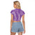 Hawaii Plumeria Lei Raglan Cropped T Shirt Aloha Festive Vibe - Violet