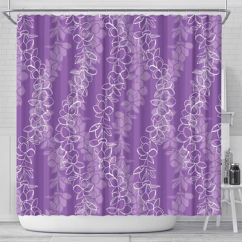 Hawaii Plumeria Lei Shower Curtain Aloha Festive Vibe - Violet