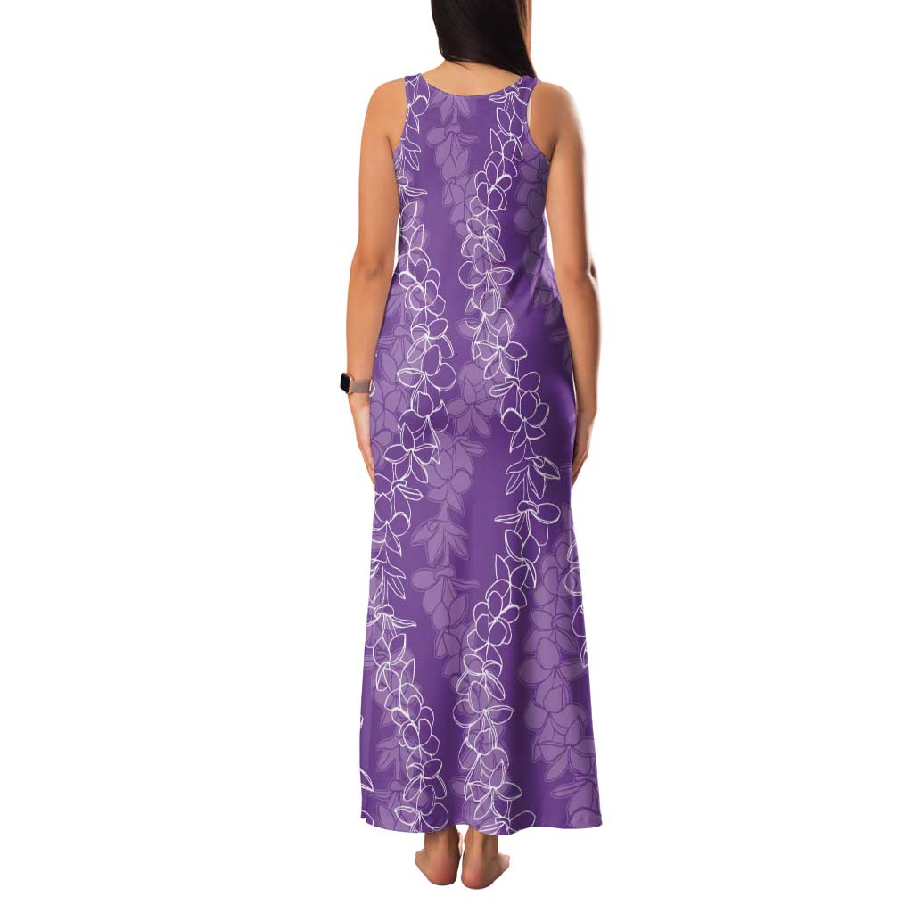 Hawaii Plumeria Lei Tank Maxi Dress Aloha Festive Vibe - Violet