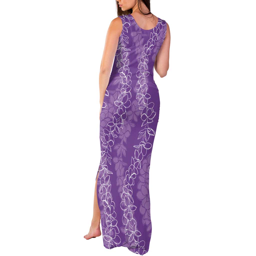 Hawaii Plumeria Lei Tank Maxi Dress Aloha Festive Vibe - Violet