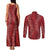 Hawaii Plumeria Lei Couples Matching Tank Maxi Dress and Long Sleeve Button Shirt Aloha Festive Vibe - Crimson