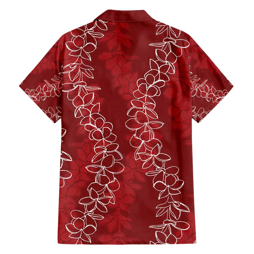 Hawaii Plumeria Lei Family Matching Tank Maxi Dress and Hawaiian Shirt Aloha Festive Vibe - Crimson
