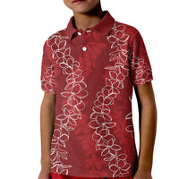 Hawaii Plumeria Lei Kid Polo Shirt Aloha Festive Vibe - Crimson