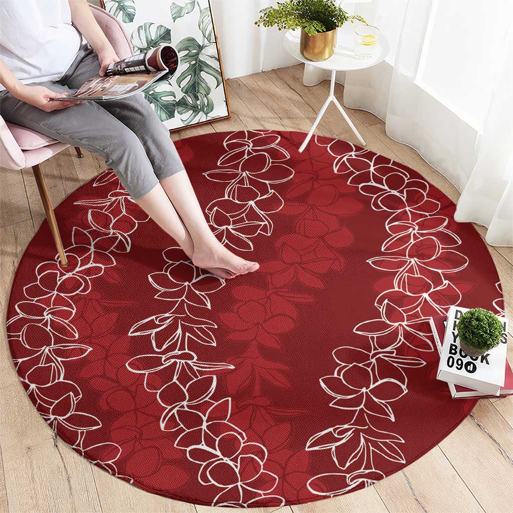 Hawaii Plumeria Lei Round Carpet Aloha Festive Vibe - Crimson