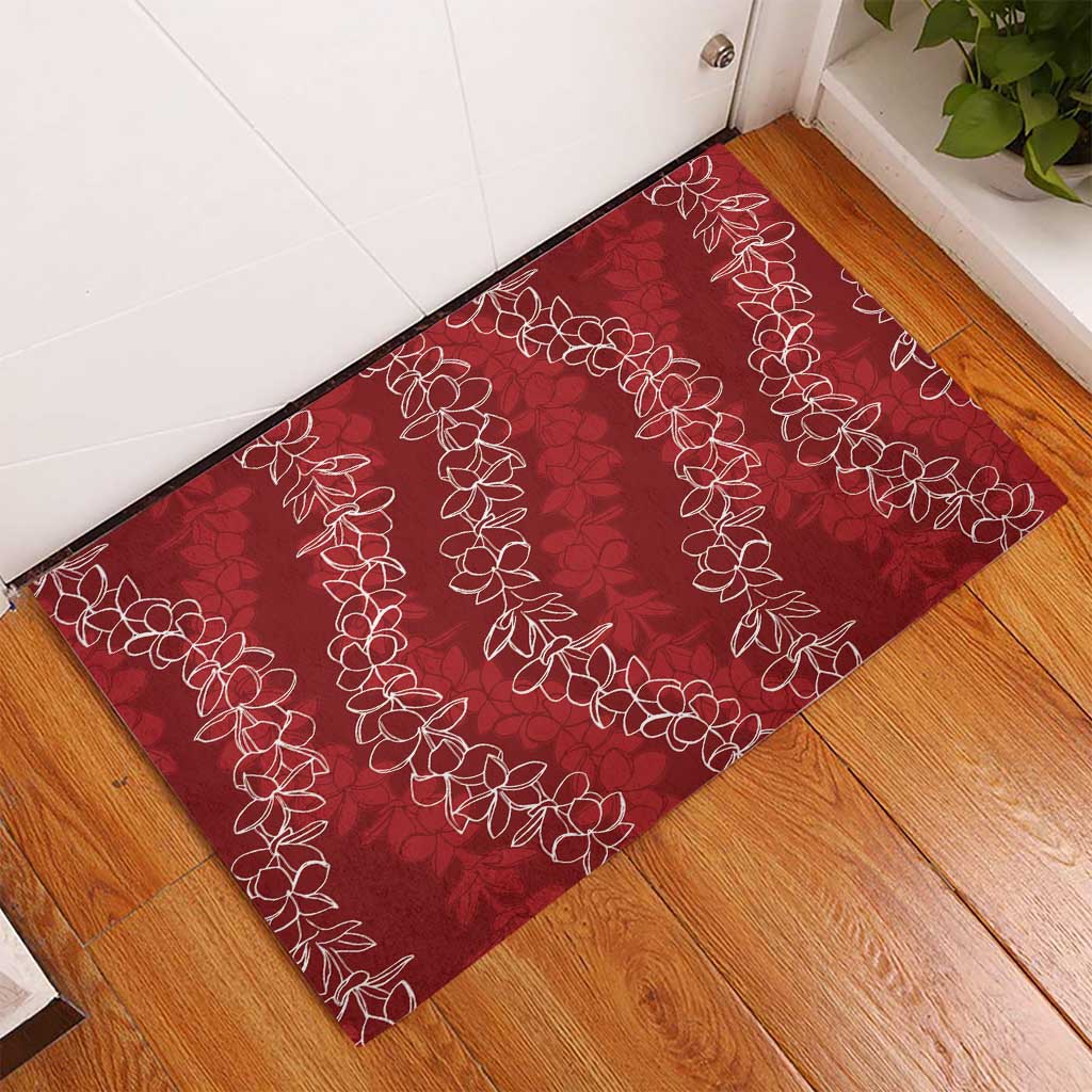 Hawaii Plumeria Lei Rubber Doormat Aloha Festive Vibe - Crimson LT7 - Polynesian Pride