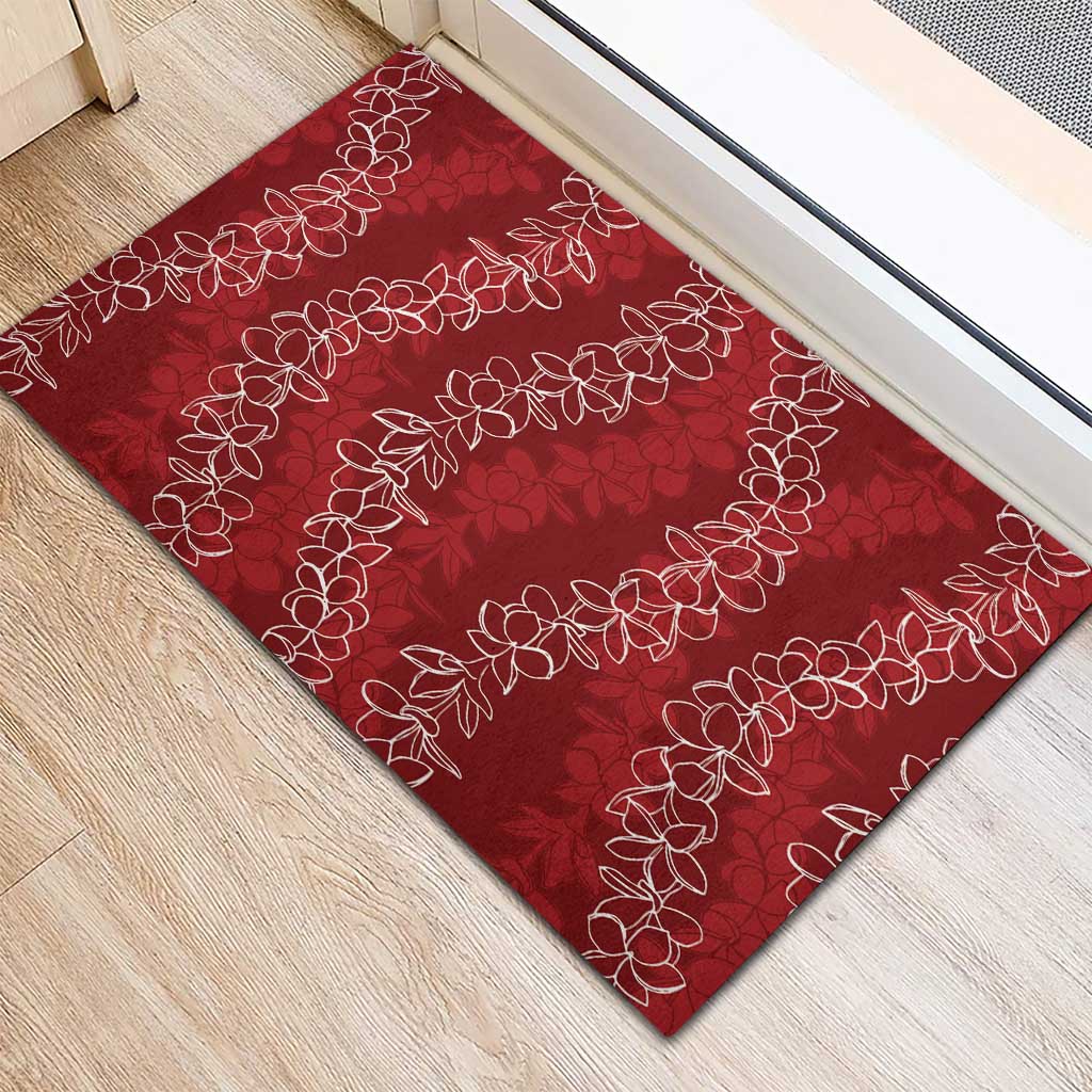 Hawaii Plumeria Lei Rubber Doormat Aloha Festive Vibe - Crimson LT7 - Polynesian Pride