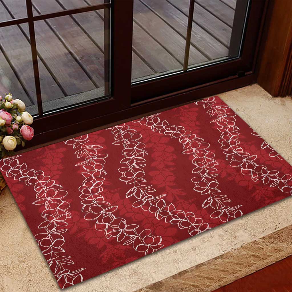 Hawaii Plumeria Lei Rubber Doormat Aloha Festive Vibe - Crimson LT7 - Polynesian Pride