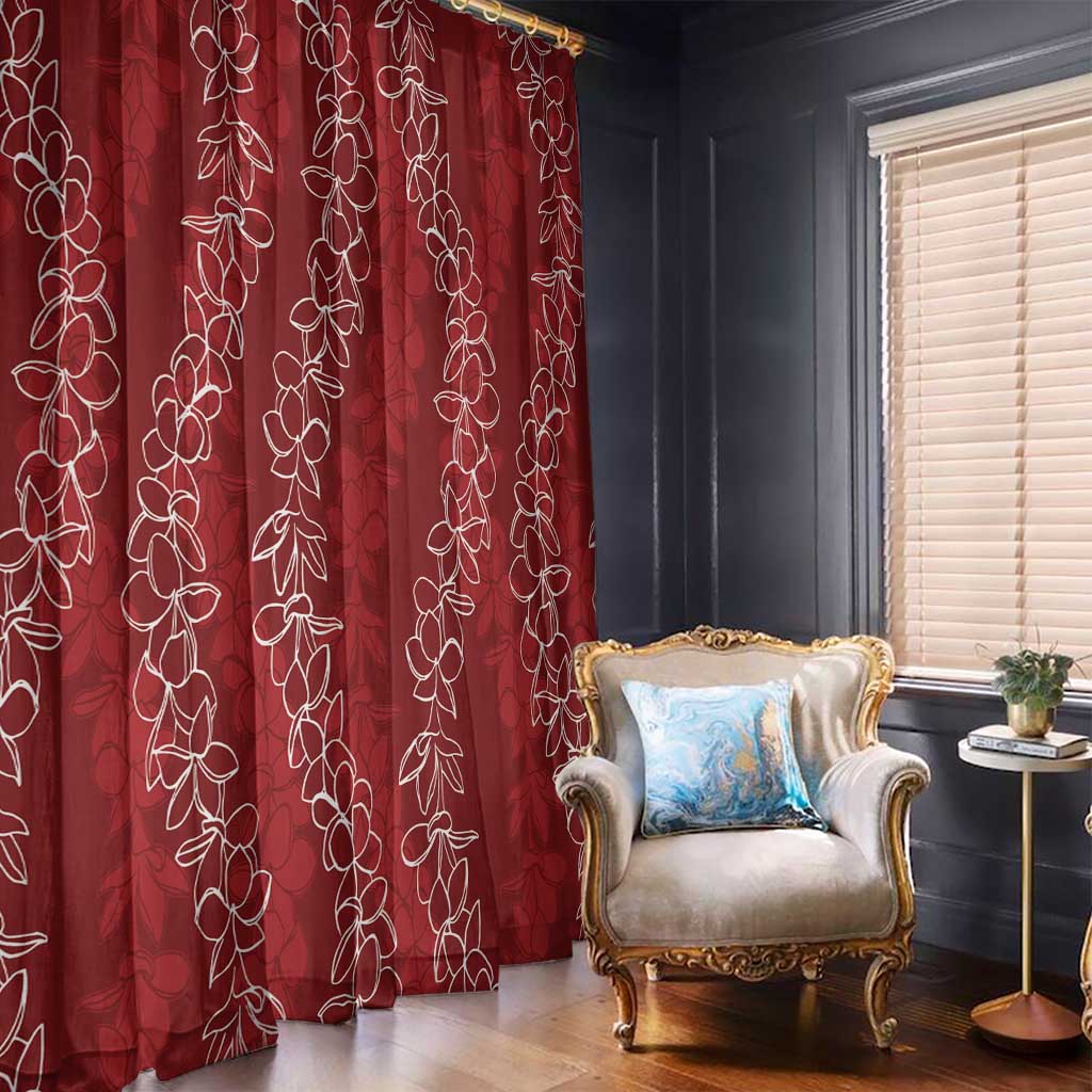 Hawaii Plumeria Lei Window Curtain Aloha Festive Vibe - Crimson