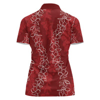 Hawaii Plumeria Lei Women Polo Shirt Aloha Festive Vibe - Crimson