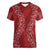 Hawaii Plumeria Lei Women V-Neck T-Shirt Aloha Festive Vibe - Crimson