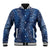 Hawaii Plumeria Lei Baseball Jacket Aloha Festive Vibe - Navy Blue