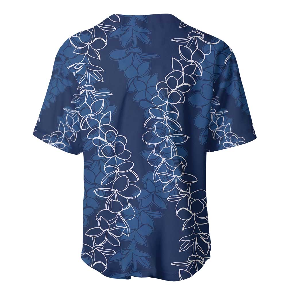 Hawaii Plumeria Lei Baseball Jersey Aloha Festive Vibe - Navy Blue LT7 - Polynesian Pride