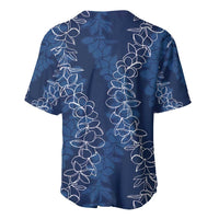 Hawaii Plumeria Lei Baseball Jersey Aloha Festive Vibe - Navy Blue LT7 - Polynesian Pride
