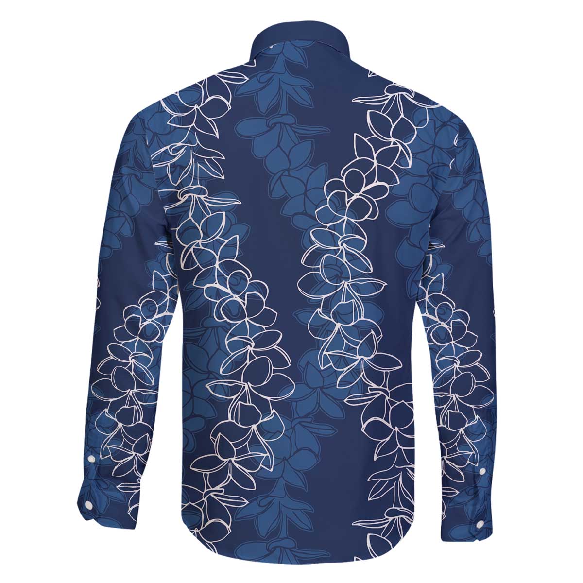 Hawaii Plumeria Lei Family Matching Off The Shoulder Long Sleeve Dress and Hawaiian Shirt Aloha Festive Vibe - Navy Blue