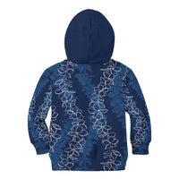 Hawaii Plumeria Lei Kid Hoodie Aloha Festive Vibe - Navy Blue