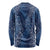 Hawaii Plumeria Lei Long Sleeve Shirt Aloha Festive Vibe - Navy Blue
