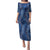 Hawaii Plumeria Lei Puletasi Aloha Festive Vibe - Navy Blue