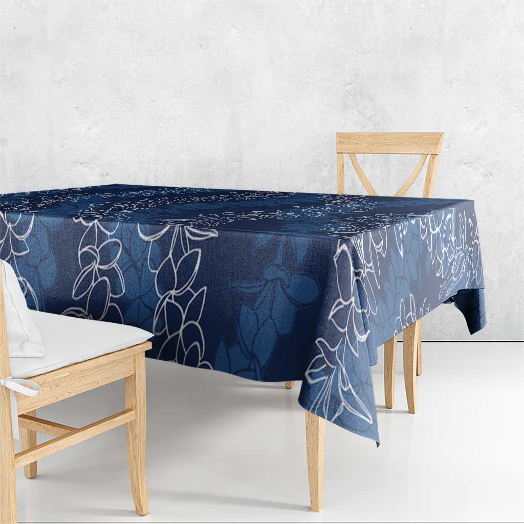 Hawaii Plumeria Lei Tablecloth Aloha Festive Vibe - Navy Blue