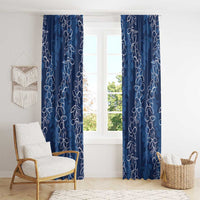 Hawaii Plumeria Lei Window Curtain Aloha Festive Vibe - Navy Blue