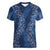 Hawaii Plumeria Lei Women V-Neck T-Shirt Aloha Festive Vibe - Navy Blue
