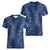 Hawaii Plumeria Lei Women V-Neck T-Shirt Aloha Festive Vibe - Navy Blue