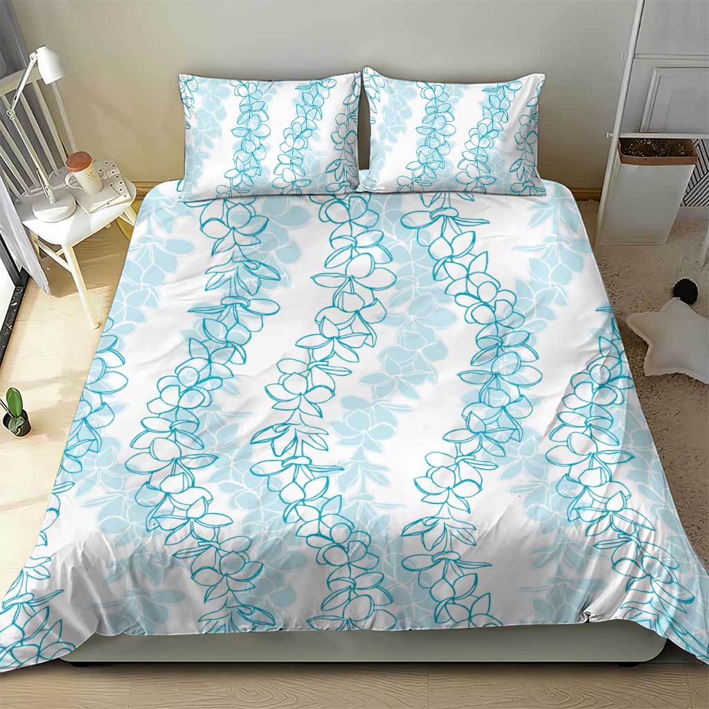Hawaii Plumeria Lei Bedding Set Aloha Festive Vibe - Turquoise