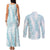 Hawaii Plumeria Lei Couples Matching Tank Maxi Dress and Long Sleeve Button Shirt Aloha Festive Vibe - Turquoise