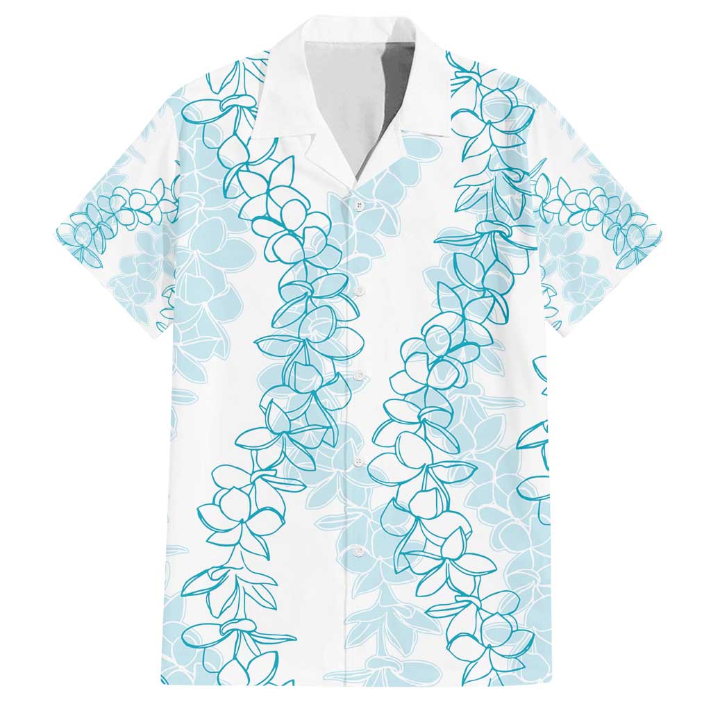 Hawaii Plumeria Lei Family Matching Off Shoulder Maxi Dress and Hawaiian Shirt Aloha Festive Vibe - Turquoise
