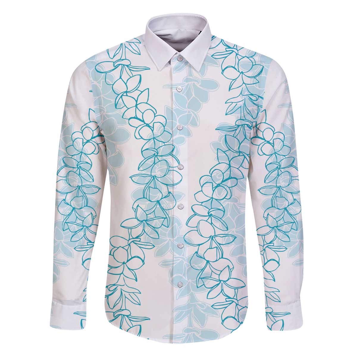 Hawaii Plumeria Lei Family Matching Puletasi and Hawaiian Shirt Aloha Festive Vibe - Turquoise