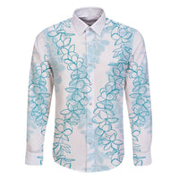 Hawaii Plumeria Lei Family Matching Tank Maxi Dress and Hawaiian Shirt Aloha Festive Vibe - Turquoise