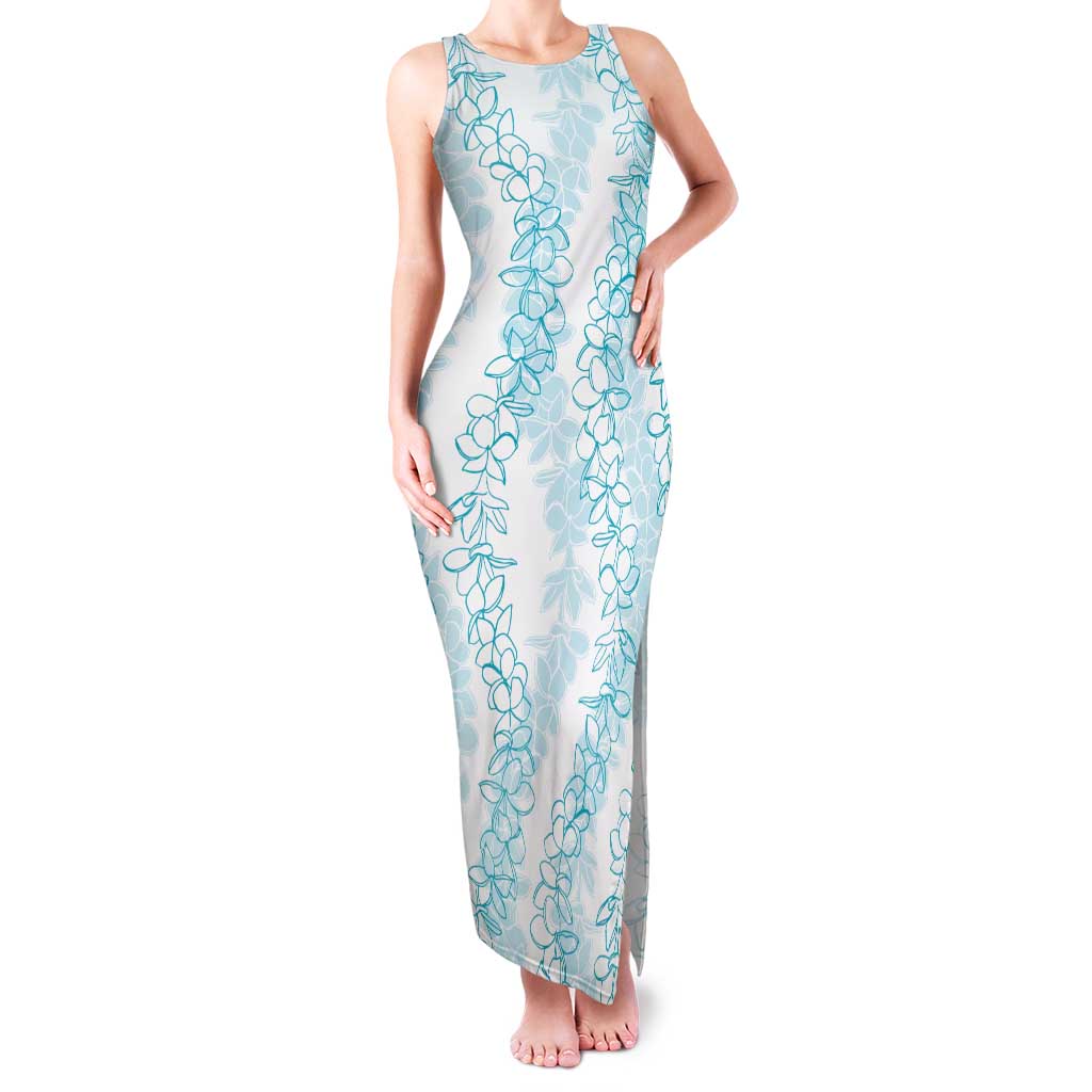 Hawaii Plumeria Lei Family Matching Tank Maxi Dress and Hawaiian Shirt Aloha Festive Vibe - Turquoise