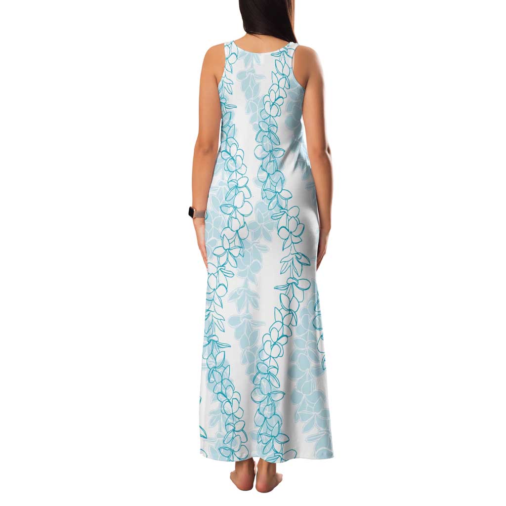 Hawaii Plumeria Lei Family Matching Tank Maxi Dress and Hawaiian Shirt Aloha Festive Vibe - Turquoise