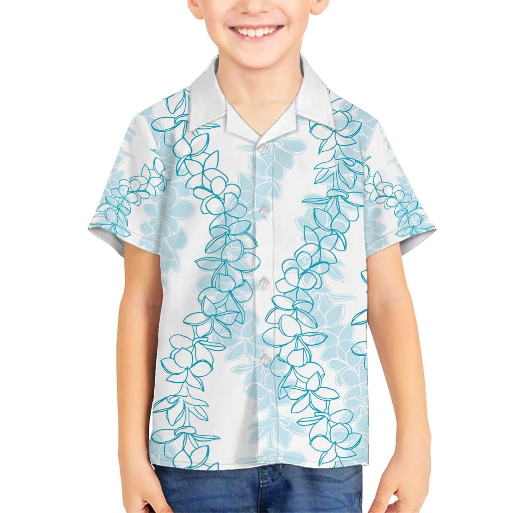 Hawaii Plumeria Lei Family Matching Tank Maxi Dress and Hawaiian Shirt Aloha Festive Vibe - Turquoise