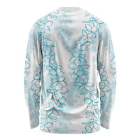 Hawaii Plumeria Lei Long Sleeve Shirt Aloha Festive Vibe - Turquoise