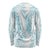 Hawaii Plumeria Lei Long Sleeve Shirt Aloha Festive Vibe - Turquoise
