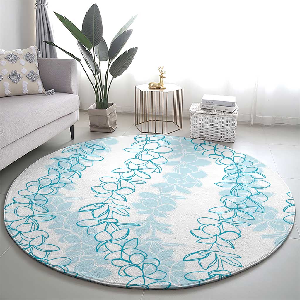 Hawaii Plumeria Lei Round Carpet Aloha Festive Vibe - Turquoise