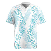Hawaii Plumeria Lei Rugby Jersey Aloha Festive Vibe - Turquoise