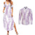 Hawaii Plumeria Lei Couples Matching Summer Maxi Dress and Long Sleeve Button Shirt Aloha Festive Vibe - Amethyst
