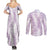 Hawaii Plumeria Lei Couples Matching Summer Maxi Dress and Long Sleeve Button Shirt Aloha Festive Vibe - Amethyst