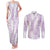 Hawaii Plumeria Lei Couples Matching Tank Maxi Dress and Long Sleeve Button Shirt Aloha Festive Vibe - Amethyst