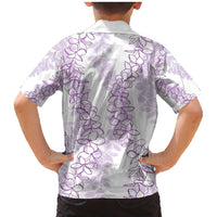 Hawaii Plumeria Lei Family Matching Mermaid Dress and Hawaiian Shirt Aloha Festive Vibe - Amethyst