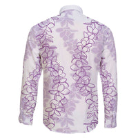 Hawaii Plumeria Lei Family Matching Off The Shoulder Long Sleeve Dress and Hawaiian Shirt Aloha Festive Vibe - Amethyst